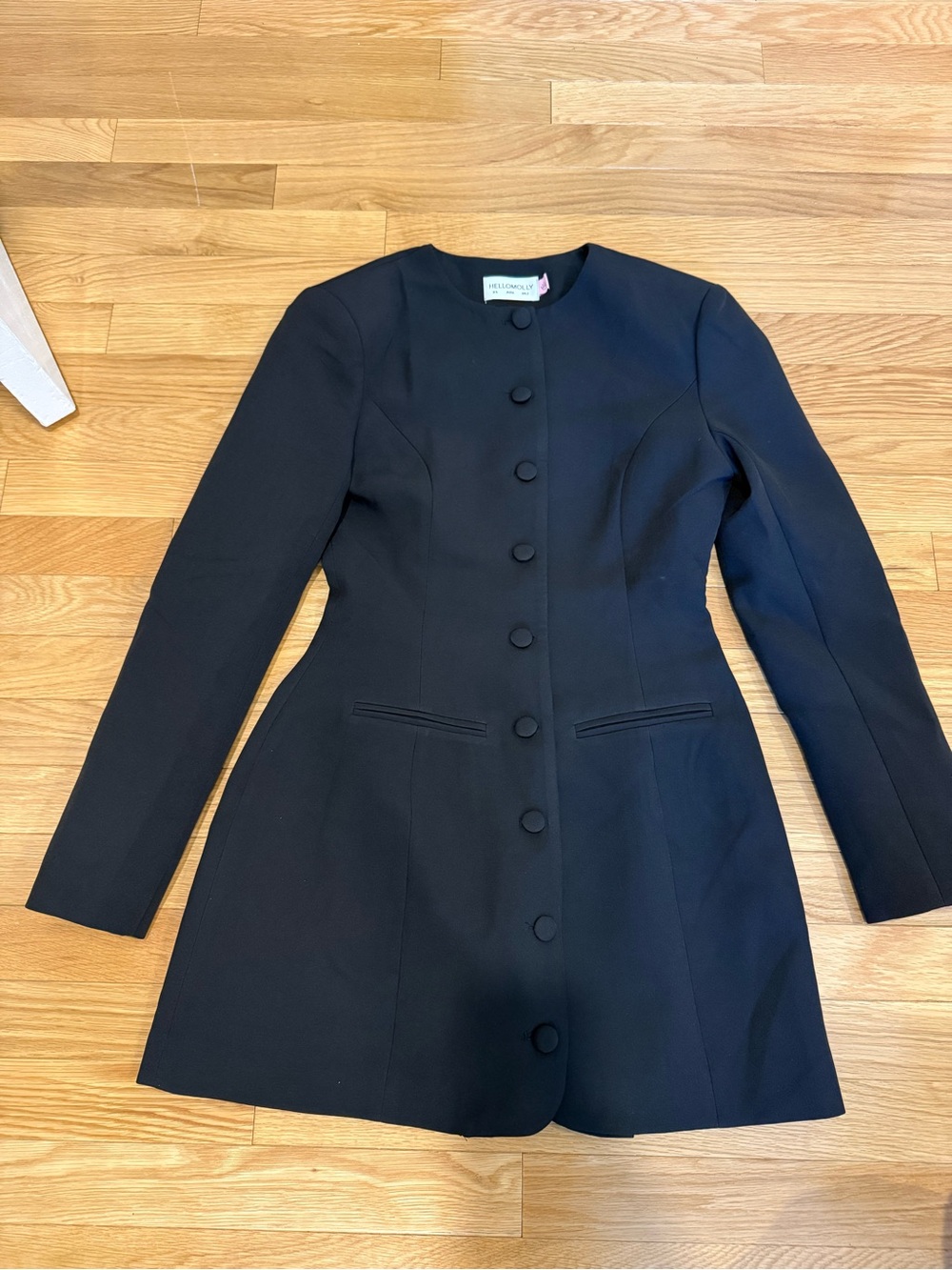 Hello Molly NWT Tailored Black Long-Sleeve Button Front Dress
